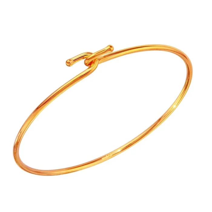 Rose Gold Plated 925 Sterling Silver Hook Bangle – DIB00004RGP