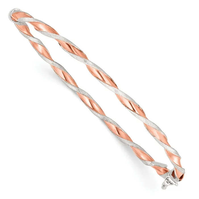 Rose Gold Plated Sterling Silver 7-inch 3MM Hinged Bangle Bracelet