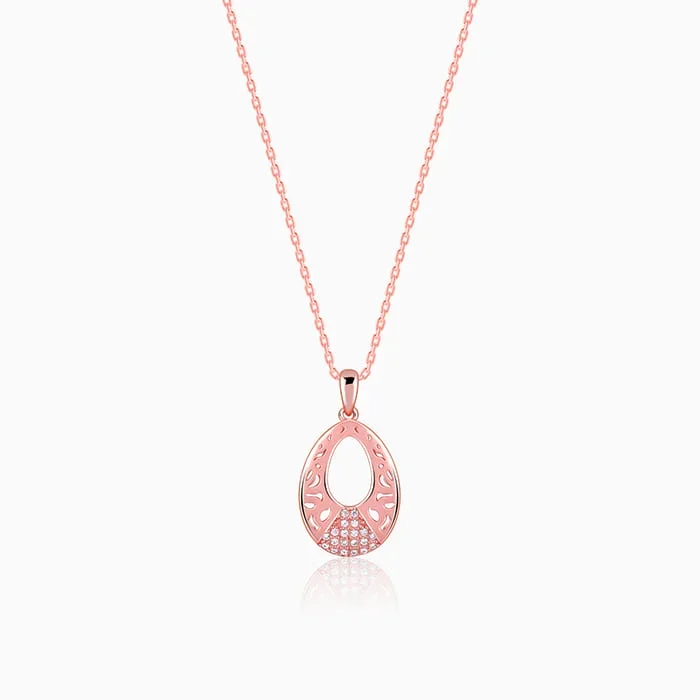 Rose Gold Wonderful Drop Pendant With Link Chain