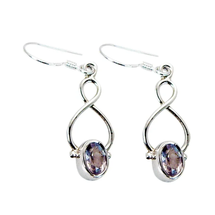 Rose Quartz American Maya Solitaire Dangle Pink Sterling Silver Earring