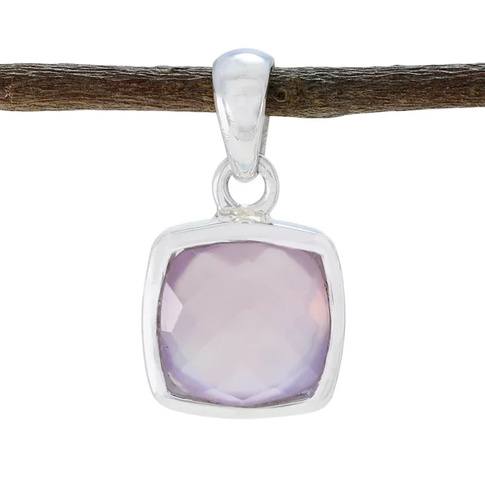 Rose Quartz Dainty French Silver Solitaire Riley Luxurious Pink Pendant Jewelry