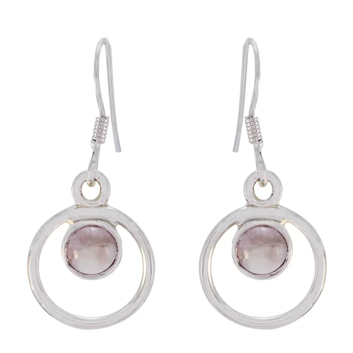 Rose Quartz French Inès multiple Dangle Pink 925 Sterling Silver Earring