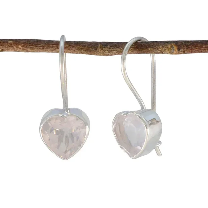 Rose Quartz Korean Stella Solitaire Dangle Pink 92.5 Silver Earring