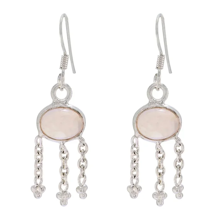 Rose Quartz Spanish Autumn multiple Dangle Pink Silver Earring