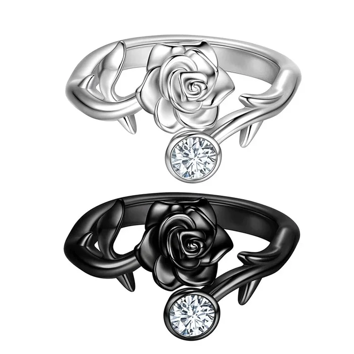 Rosenring, 3D-Rosenblume, offener Ring, Schmuck, Frauen, Mädchen, Hochzeit, Verlobung, Valentinstag, Geschenke