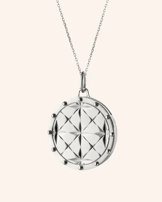 Round Mosaic Sterling Silver Half Locket