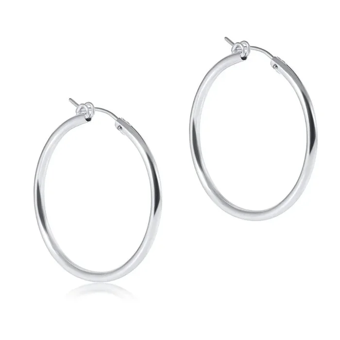 Round Sterling 1.25″ Hoop – Smooth