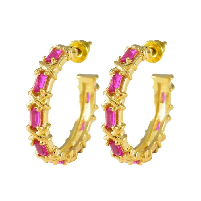 Ruby CZ African Amelia multiple Stud Red 925 Silver Earring