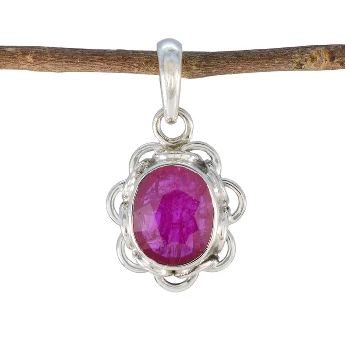 Ruby Delicate Russian Sterling Silver Solitaire Yasmine Rope-Wire Red Pendant Jewellery