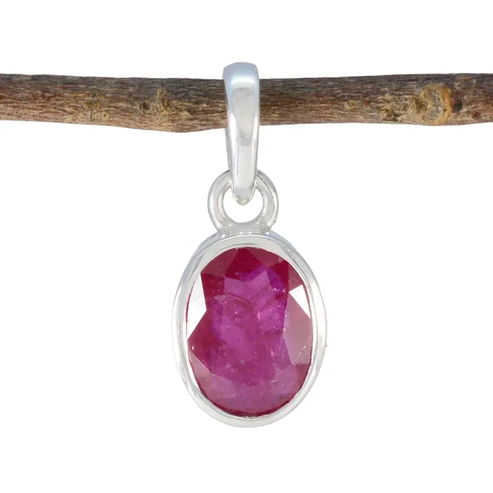 Ruby Minimalist Japanese 92.5 Silver Solitaire Yuna Trendy Red Pendant Jewellery