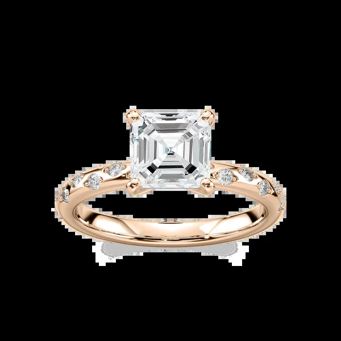 Rylee Asscher Lab Grown Diamond Scattered Side Stone Engagement Ring