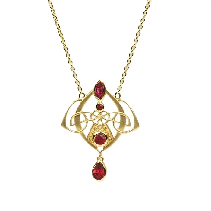 Sandblasted 14k Gold with Lab Grown Ruby Alchemy Necklace