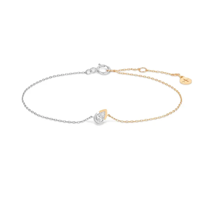 SANILIA | Two-Tone Bezel Pear Lab Grown Diamond Bracelet
