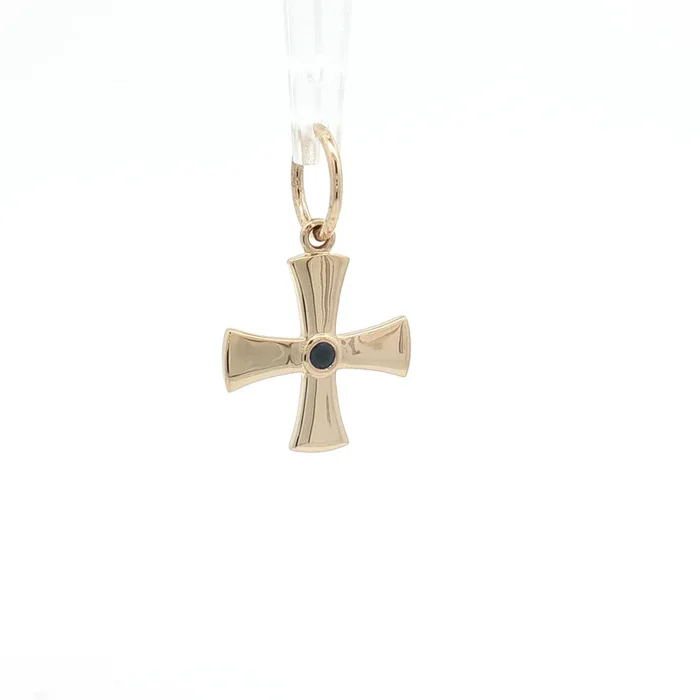 Sapphire 14K Yellow Gold Birthstone Cross Pendant