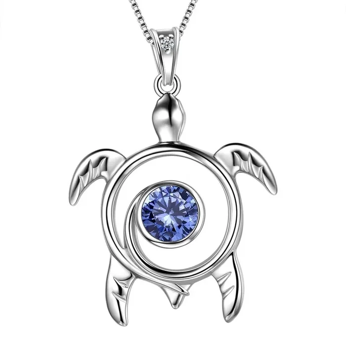 Schildkröten-Geburtsstein Dezember Tansanit Halskette Anhänger Frauen Mädchen Schmuck Geburtstagsgeschenk