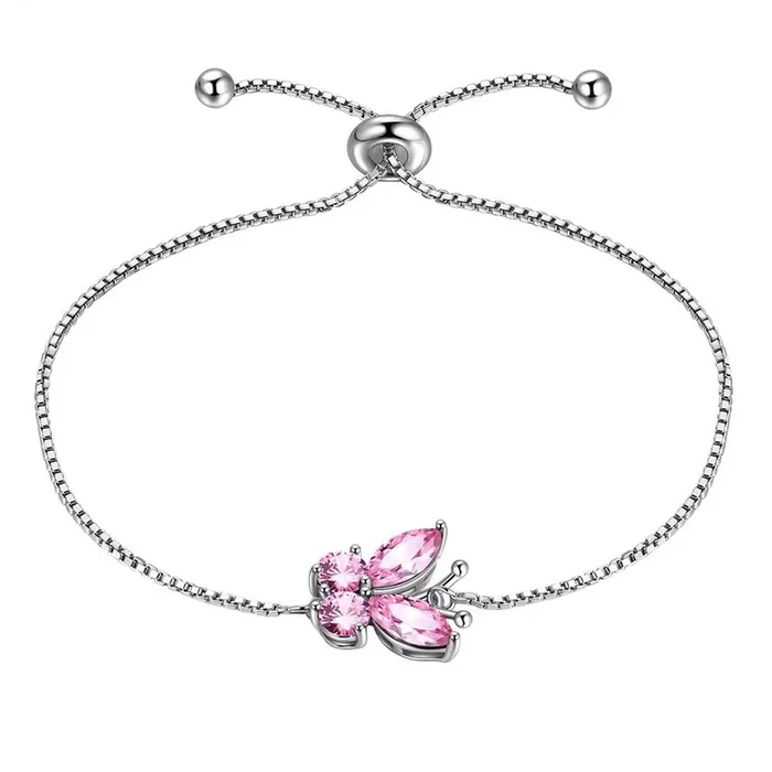 Schmetterlings-Armband, Geburtsstein, Oktober-Turmalin, Damen- und Mädchenschmuck, Geburtstagsgeschenk