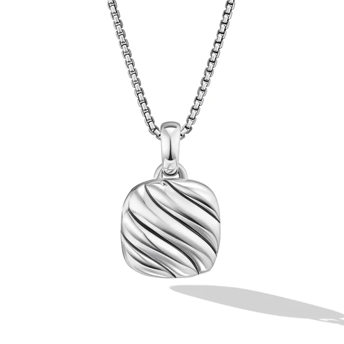 Sculpted Cable Square Locket in Sterling Silver, 22.5mm