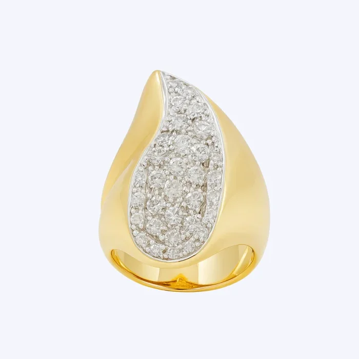Sculpted Flame Diamond Dome Ring