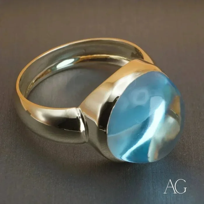 Serenity in Blue: Cabochon Blue Topaz Ring