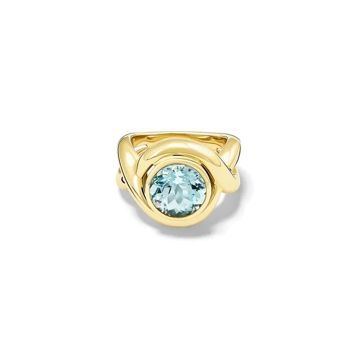 Severine Medium Ring Yellow Gold – Blue Topaz