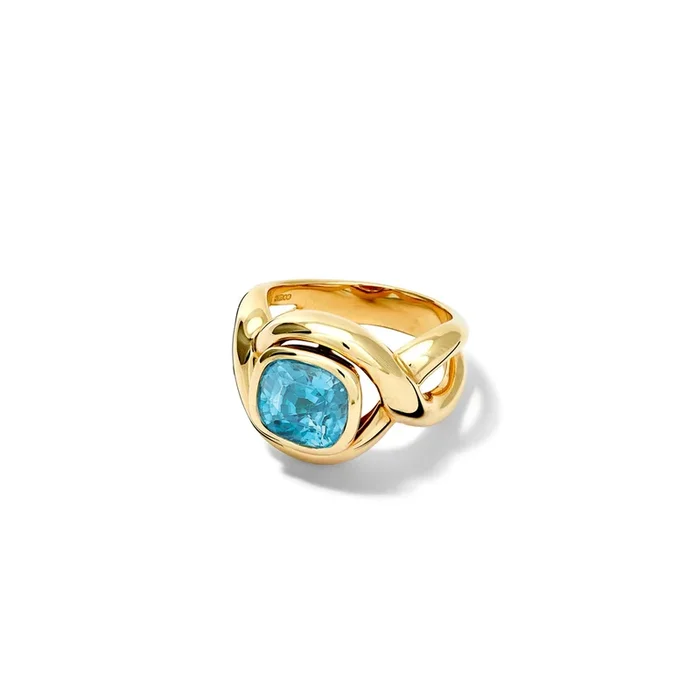 Severine Small Ring Yellow Gold – Blue Zircon
