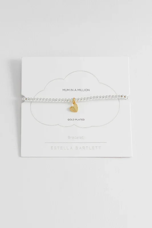 Sienna Beaded Folded Heart Charm Bracelet