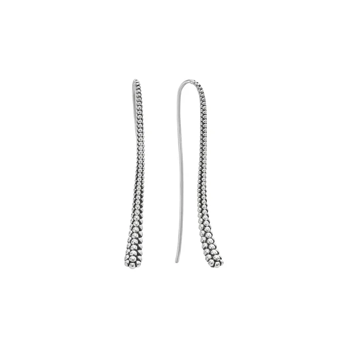Signature Caviar Beaded Thin Drop Earrings