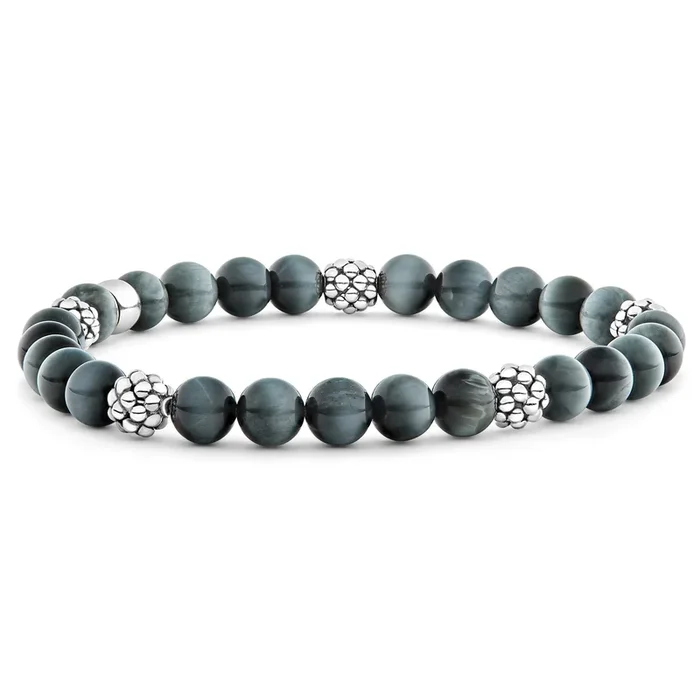 Signature Caviar Five Station Silver Eagle Eye Bead Bracelet
