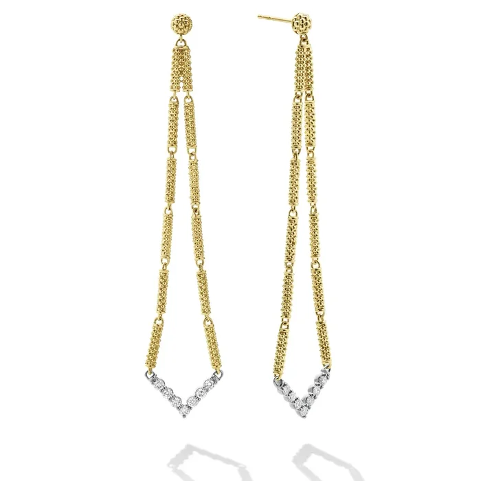 Signature Caviar Long Superfine Diamond Drop Earrings