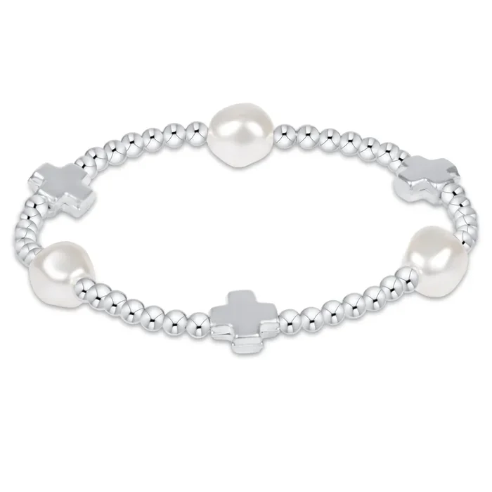 Signature Cross Admire Pearl Pattern 3mm Bead Bracelet – Sterling