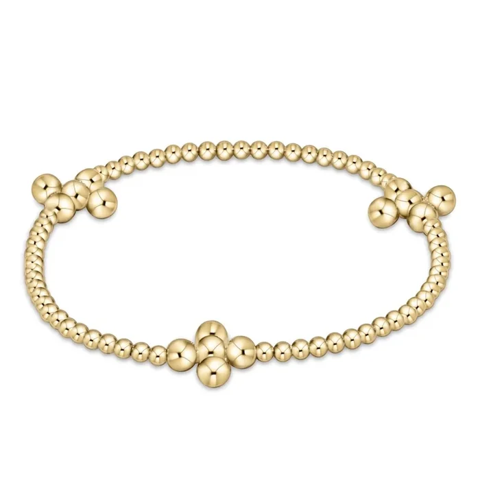 Signature Cross Gold Pattern 2.5mm Bead Bracelet – Classic Beaded Signature Cross Gold – 4mm Bead Gold
