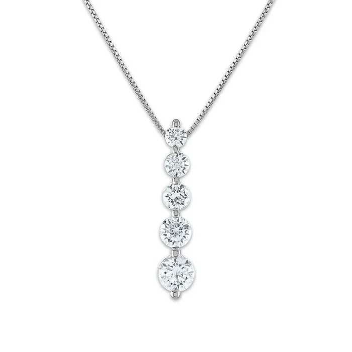 Signature EcoLove 1 CTW Lab Grown Diamond 5 Stone 18-inch Pendant in 14KT White Gold