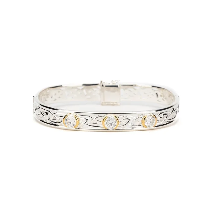 Silver & 24k Vermeil White Moissanite (Round 6mm) Window to the Soul Bangle