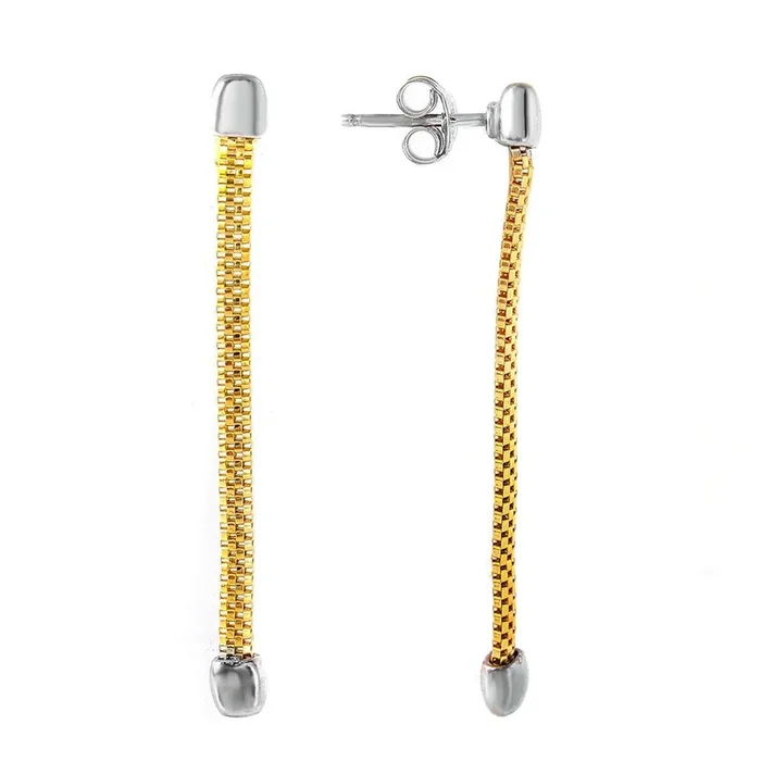 Silver 925 Gold Plated Dangling Single Strand Earrings – ITE00068GP