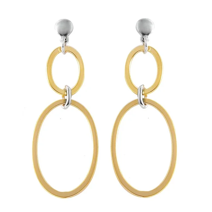 Silver 925 Gold Plated Double Open Oval Earrings – ITE00070GP