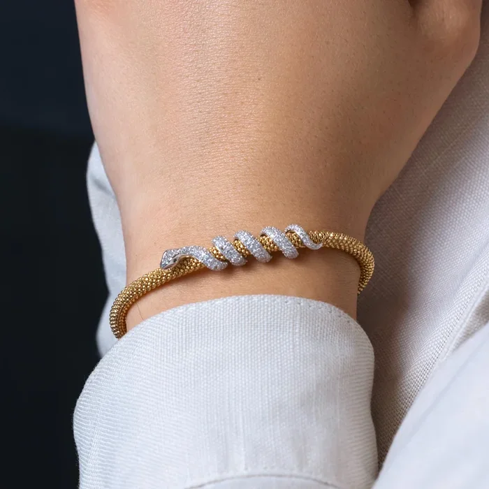 Silver 925 Gold Plated Snake Wrap Bracelet – ITB00185GP