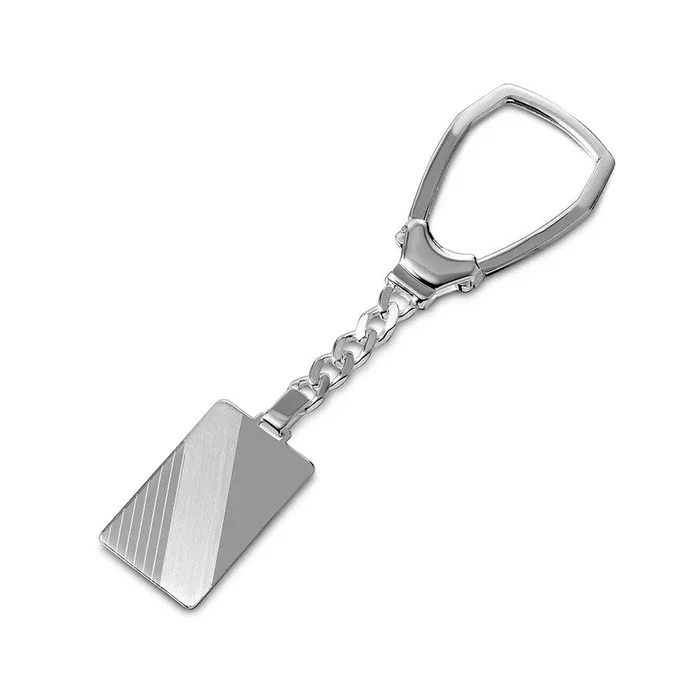 Silver 925 High Polished Rectangle with Design Key Chain – KEYCHAIN10