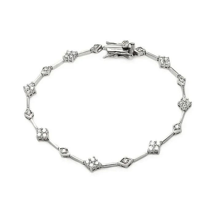 Silver 925 Rhodium Plated Clear Tennis CZ Bracelet – BGB00102