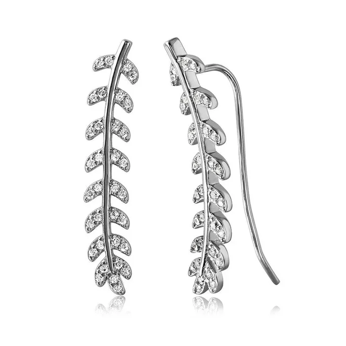 Silver 925 Rhodium Plated Climbing Vine Earrings – STE01055