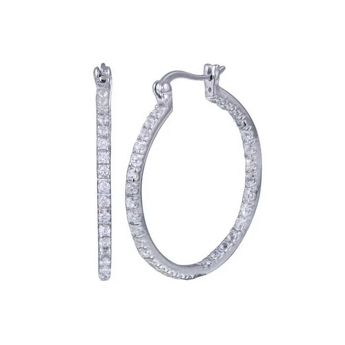 Silver 925 Rhodium Plated CZ Hoop Earrings – STE00068