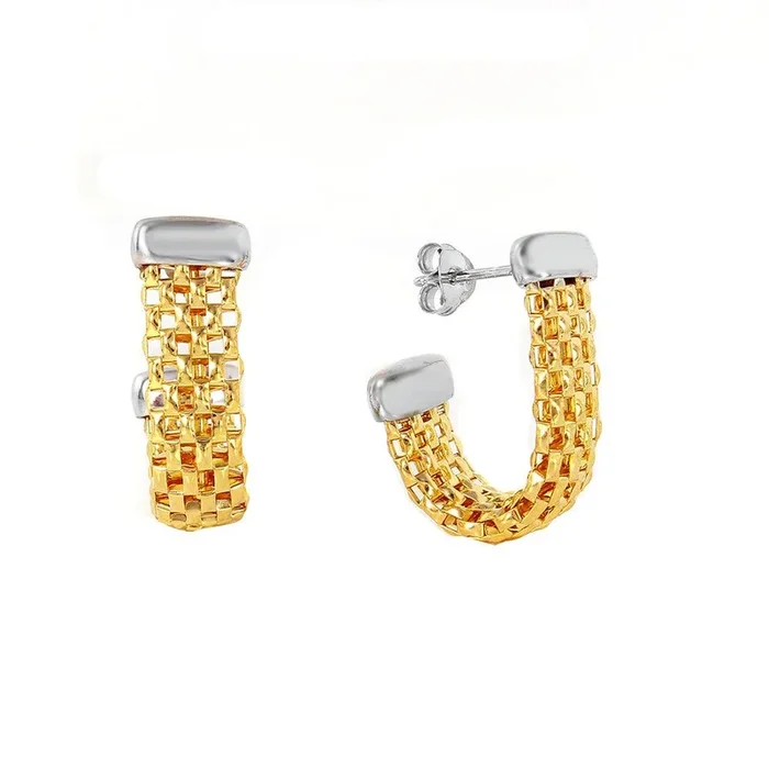 Silver 925 Rhodium Plated Hook Chain-texture Earrings – ITE00069GP
