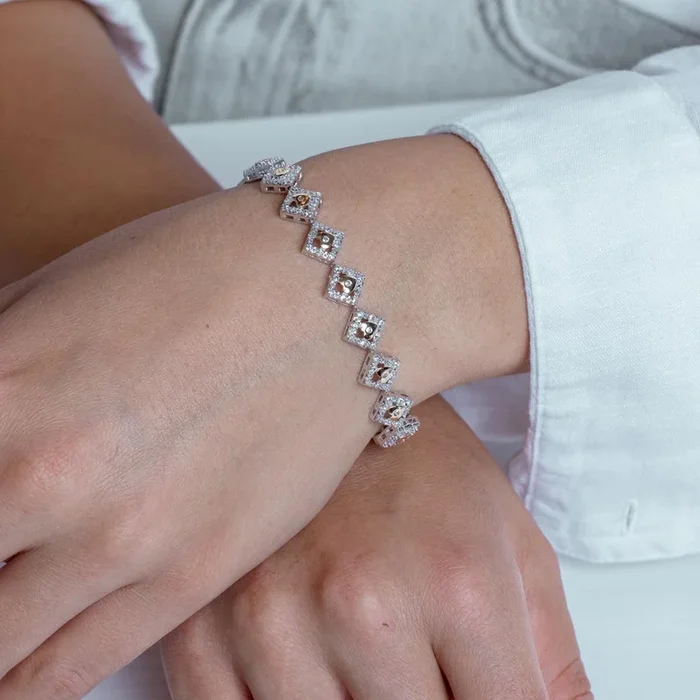 Silver 925 Rhodium Plated Multiple Yellow Round CZ Bracelet – BGB00026