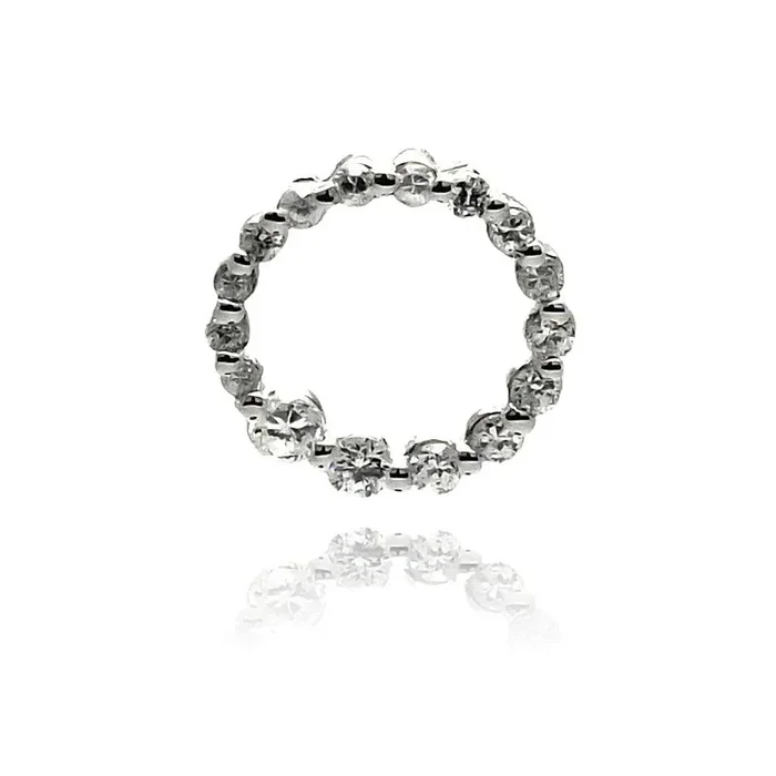 Silver 925 Rhodium Plated Open Circle CZ Pendant – ACP00015
