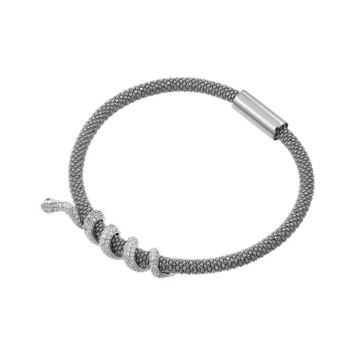 Silver 925 Rhodium Plated Snake Wrap Bracelet – ITB00185RH