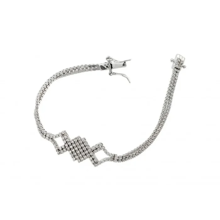 Silver 925 Rhodium Plated Symmetrical Pattern Bracelet – BGB00222