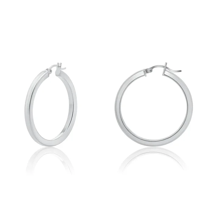 Silver 925 Square Flat Hoop Earring 3mm Wide – HP05-3