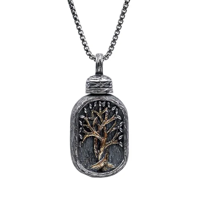 Silver and 10k Gold Framed Tree of Life Keepsake Vial