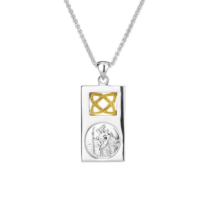 Silver and 10k Gold St. Christopher Pendant Small