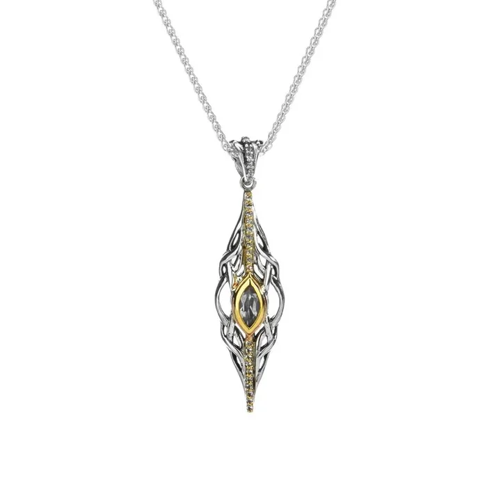 Silver and 10k Gold Tempest Pendant – Marquise Topaz