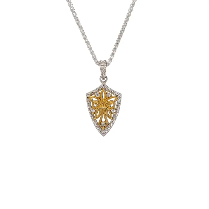Silver And 10k Guardian Angel Pendant – Cubic Zirconia